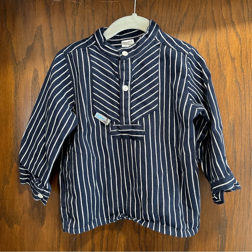 Moda Kids 100% Cotton Navy and White Striped Shirt